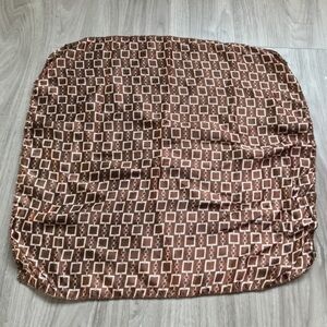 WOMENS SCARF BROWN MOTIF SATIN SQUARE HANDKERCHIEF